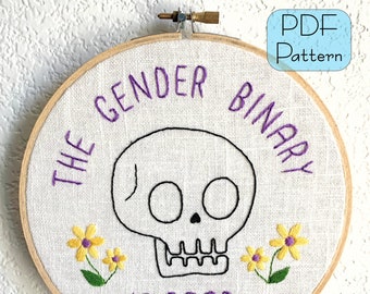 The Gender Binary Is Dead Embroidery Pattern - PDF