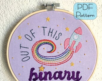 Out of this Binary Embroidery Pattern - PDF