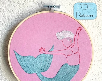 Trans Pride Merperson Embroidery Pattern - PDF