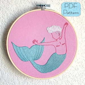 Trans Pride Merperson Embroidery Pattern - PDF