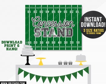 INSTANT DOWNLOAD Concession Stand Football Backdrop | Football Party Sign | Super Bowl Digital Party Printable | Football Party Decor