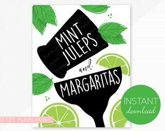 INSTANT DOWNLOAD Mint Juleps & Margaritas Sign | 8X10 Kentucky Derby Party Sign | Horse Race Party | Cinco de Derby | Derby do Mayo