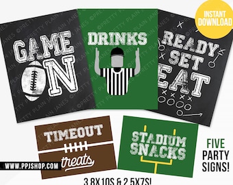 INSTANT DOWNLOAD Football Party Signs | Football Birthday Printable Decor | Tailgate Printable Decor | Football Party Decoration