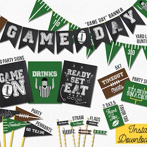 Football Instant Download Party Decorations | Football Party Signs, Banner, Favor Tags, Flags, Pennants | Tailgate Shower Party Decor