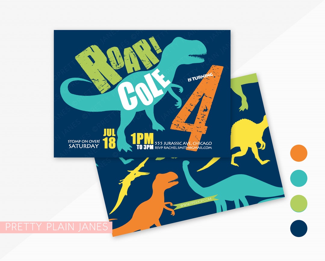 Dinosaur Birthday Invitation Dinosaur Digital Printable Etsy