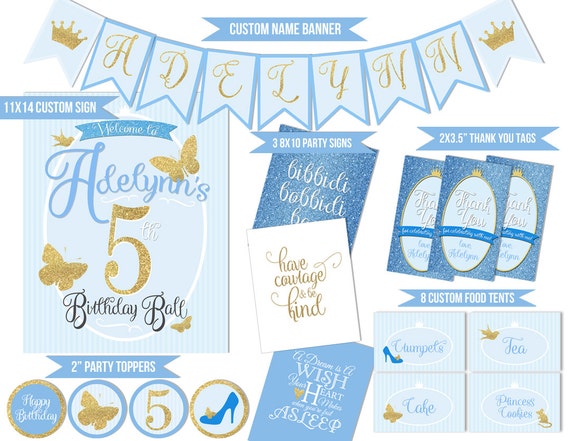Cinderella Party Coordinating Printables | Cinderella Banner | Princess Party Printable | Cinderella Thank You | DIGITAL FILES Il_570xn