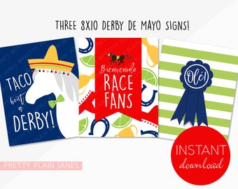 INSTANT DOWNLOAD 8X10 Derby de Mayo Party Signs | Derby de Mayo Printable | Kentucky Derby Printable | Taco Bout A Derby