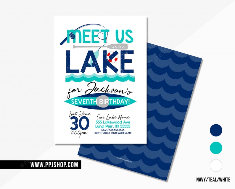 Lake Birthday Party Invitation 4th of July Lake Party Etsy