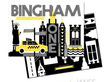 NYC Birthday Invitation - 5X7 with *bonus reverse side"