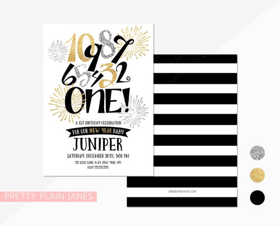 Countdown to ONE Birthday Invitation | New Year's 1st Birthday | Printable New Year's Eve Kids Invite | Digital NYE Kids Birthday Invitation Il_570xn