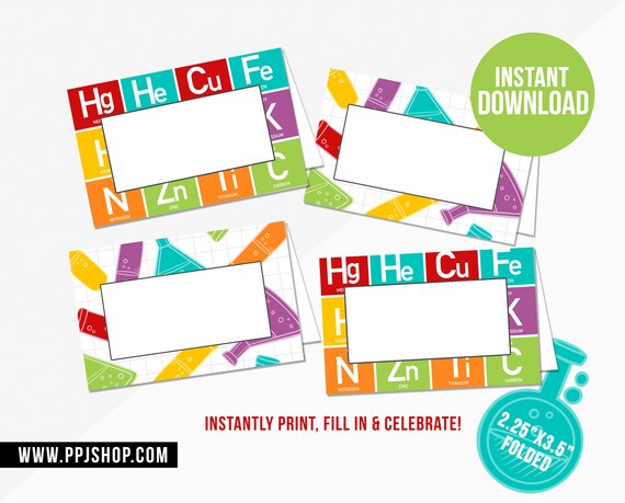 INSTANT DOWNLOAD Science Party Food Tents | Mad Scientist Printable ...