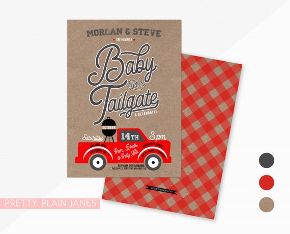 Tailgate Baby Shower Invitation | Tailgate Couples Shower | Digital Printable Tailgate Invite | Baby-Q Invite | Football Shower Invitation Il_570xn