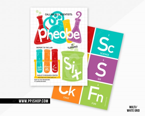 Science Birthday Party Invitation | Boy or Girl Mad Science Party Invite | Chemistry Party | Science Birthday Party Digital Printable Il_570xn