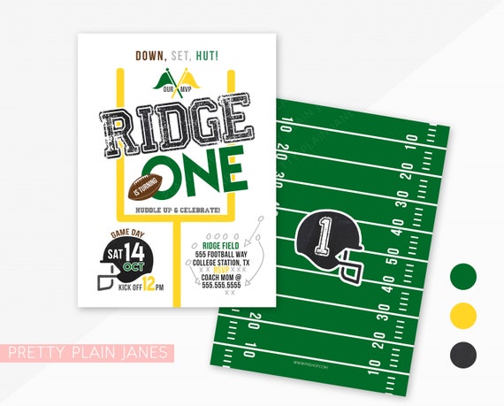 Football Birthday Invitation | 1st Birthday Football Invite | Digital Printable Football Invitation | Football Party Invitation - 5X7 Il_570xn
