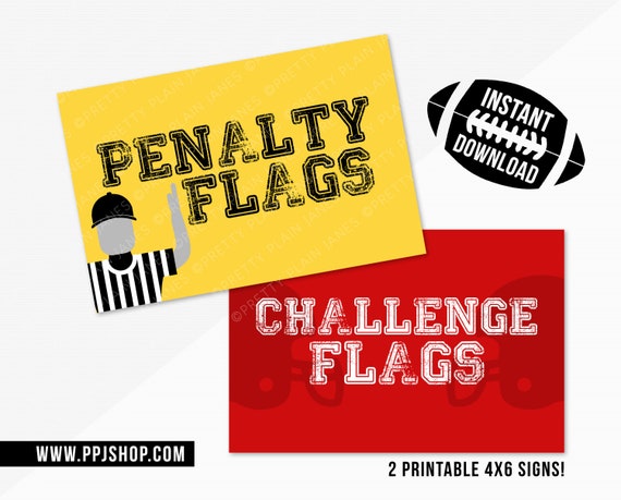 INSTANT DOWNLOAD Penalty Challenge Flag Signs Football 