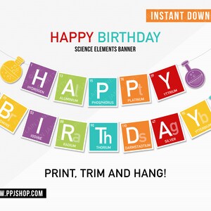 Science Happy Birthday Instant Download Banner Science Birthday ...