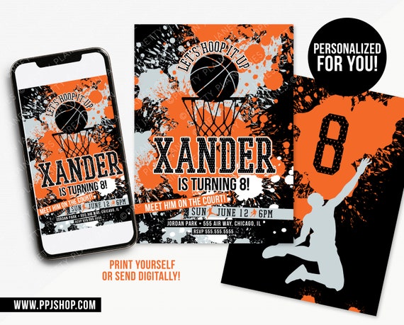 Basketball Birthday Invitation | Baller Birthday Party | Basketball Birthday | Basketball Boy or Girl Invite | Printable Basketball Invite Il_570xn