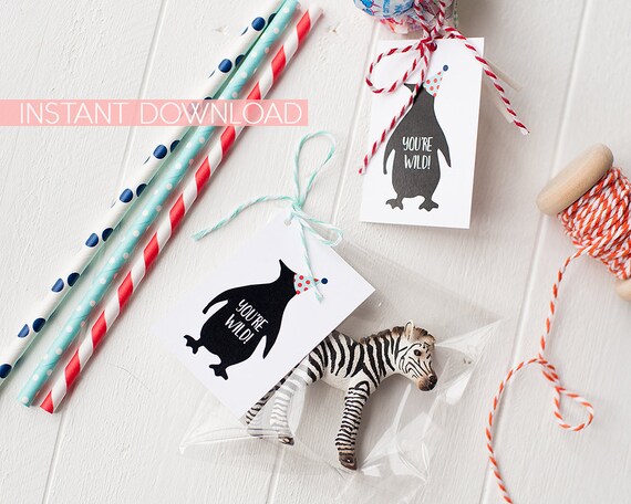 Penguin Favor Tags INSTANT DOWNLOAD | Party Animal Printable - Instant Download of digital files Il_570xn
