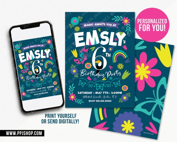 Colombia Inspired Birthday Invitation | Colombian Invite | Printable Fiesta Invite | Magic Awaits Invite | Mirabel Birthday Party Il_570xn
