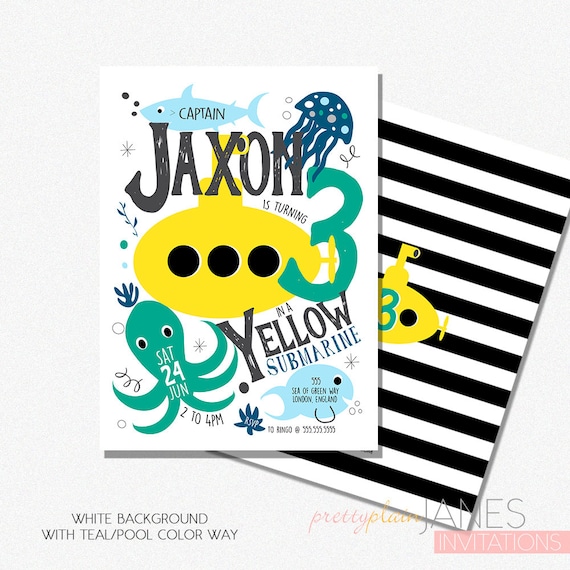 Download Under The Sea Birthday Invitation | Yellow Submarine ...