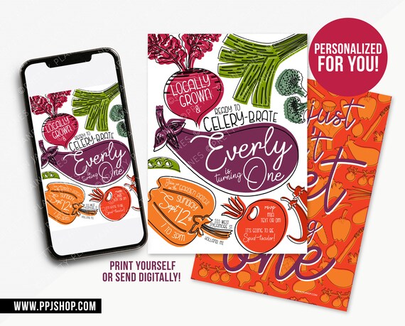 Farmers Market Birthday Invitation | Garden Birthday Party | Vegetable Garden Birthday | Gardening Party Invite | Garden Shower Invite Il_570xn