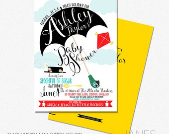 Mary Poppins Shower Invitation | Mary Poppins Digital Invite | Mary Poppins Printable Baby Shower Invite - 5X7 with *bonus reverse side"