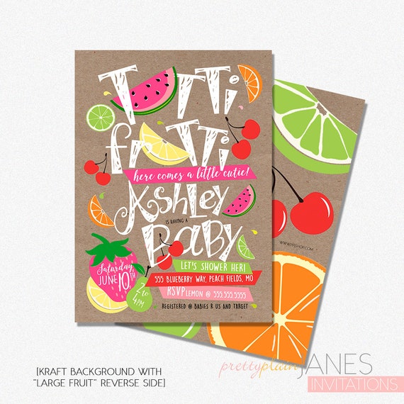 Tutti Frutti Baby Shower Invitation | Farmer's Market Shower | Fruit Shower Invite - 5X7 with *bonus reverse side" Il_570xn