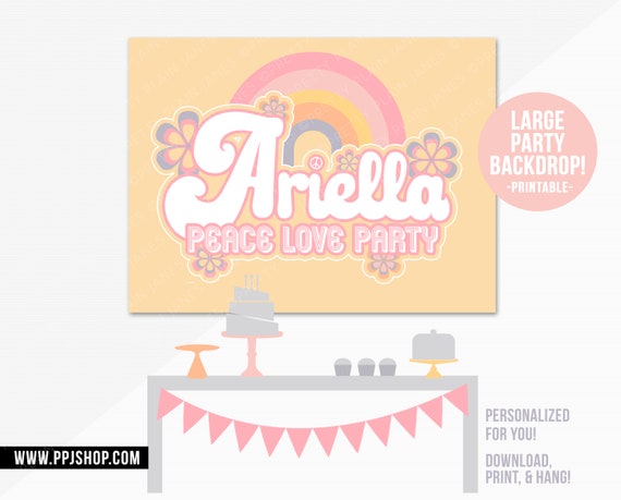 Groovy Birthday Party Backdrop | Large Peace Love Party Sign | Hippie Party | Boy Girl 70s Printable Banner | Festival Party | Peace Out Il_570xn