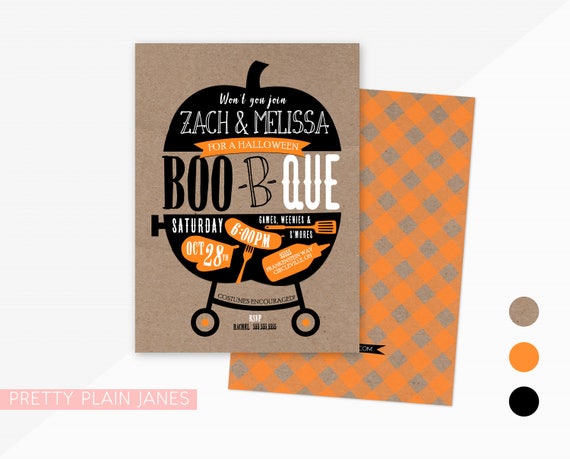 halloween bbq party invitation fall barbecue invite etsy