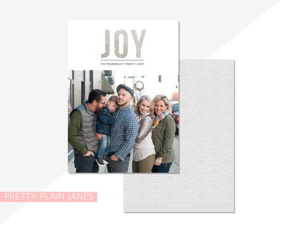 Joy Holiday Photo Card | Modern Christmas Photo Card | Minimalist Holiday Photo Card Printable | Digital Photo Holiday Card Il_570xn
