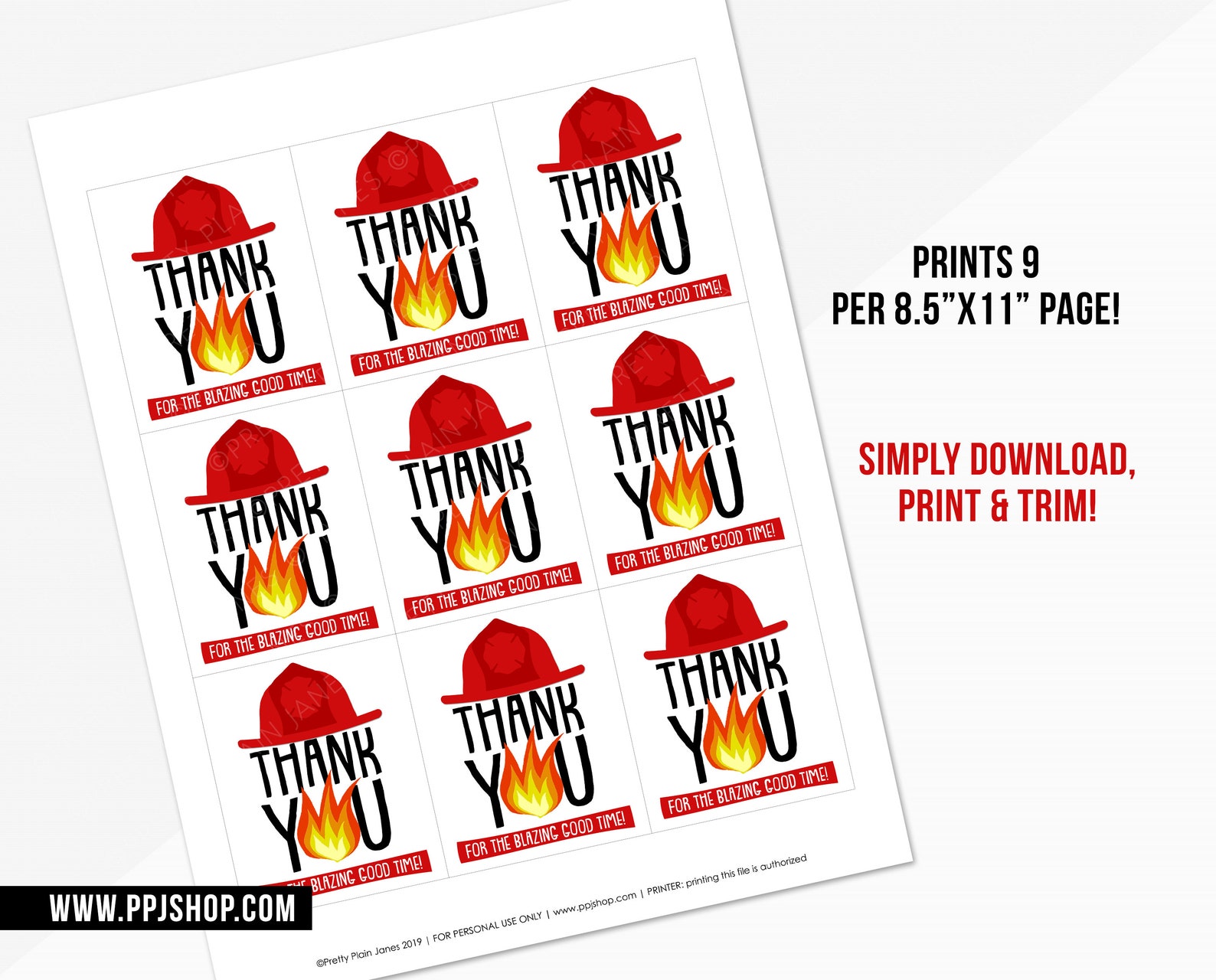 INSTANT DOWNLOAD Fireman Favor Tag Firetruck Party Printable - Etsy