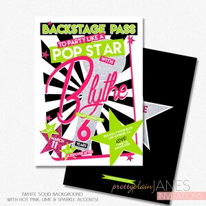 Pop Star Birthday Invitation Pop Star Digital Invite - Etsy