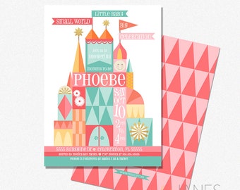 It's Small World Inspired Shower Invitation | Small World Printable | Small World Digital | 5X7 with *bonus reverse side"