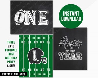 INSTANT DOWNLOAD First Birthday Football Party Signs | Football Birthday Printable | Tailgate Printable Decor | 1st Birthday Football Party