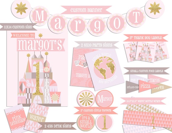 It's A Small World Coordinating Party Printables (Includes Banner, Signs, Labels and Water Bottle Wraps) Il_570xn