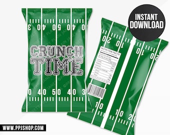 INSTANT DOWNLOAD Football Chip Bag Printable | Football Party Treat Bag Digital | Football Birthday Party Decor | Super Bowl Party Decor