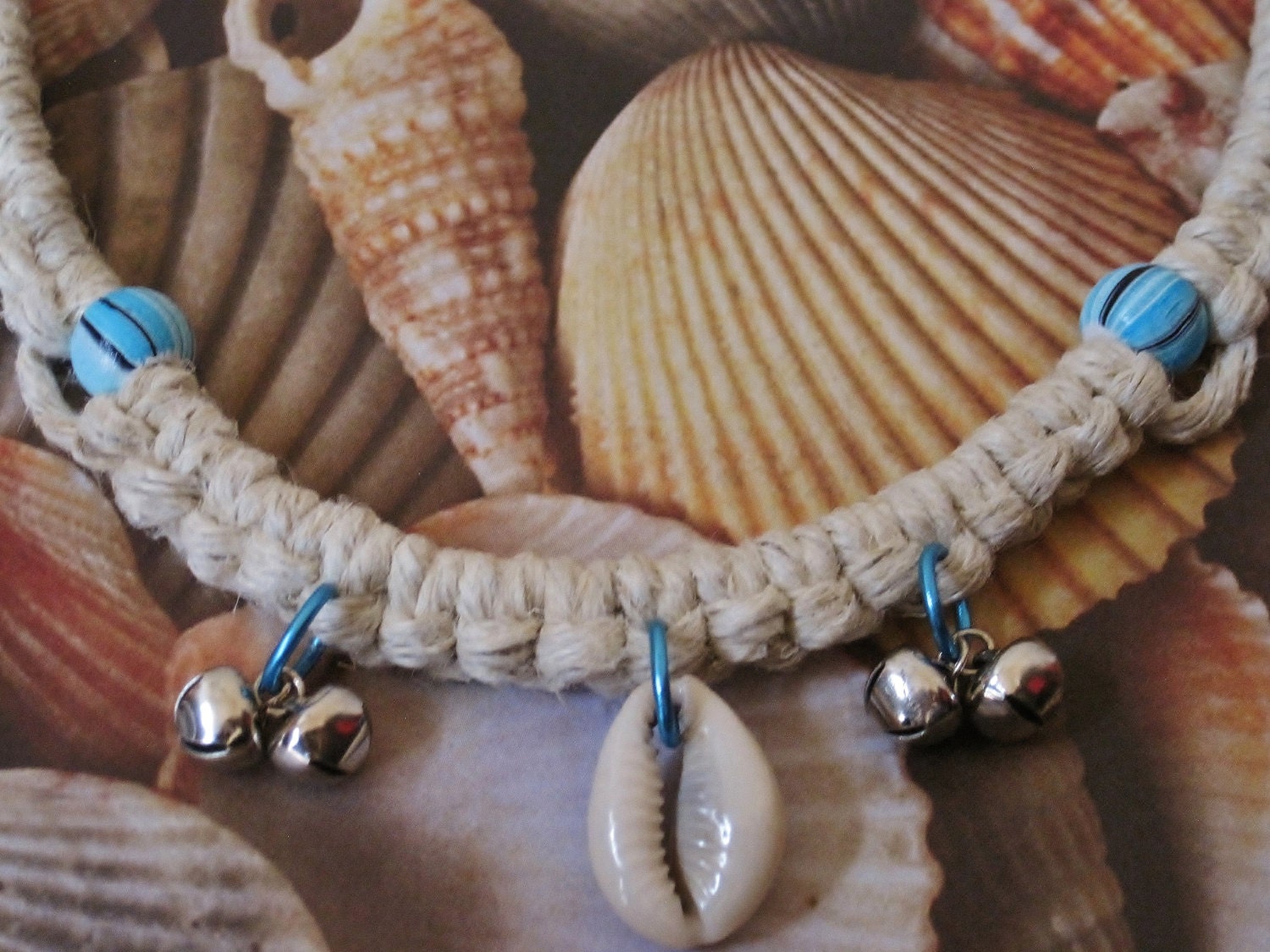 Cowrie Shell colgante madera y campanas gruesas playa natural ...