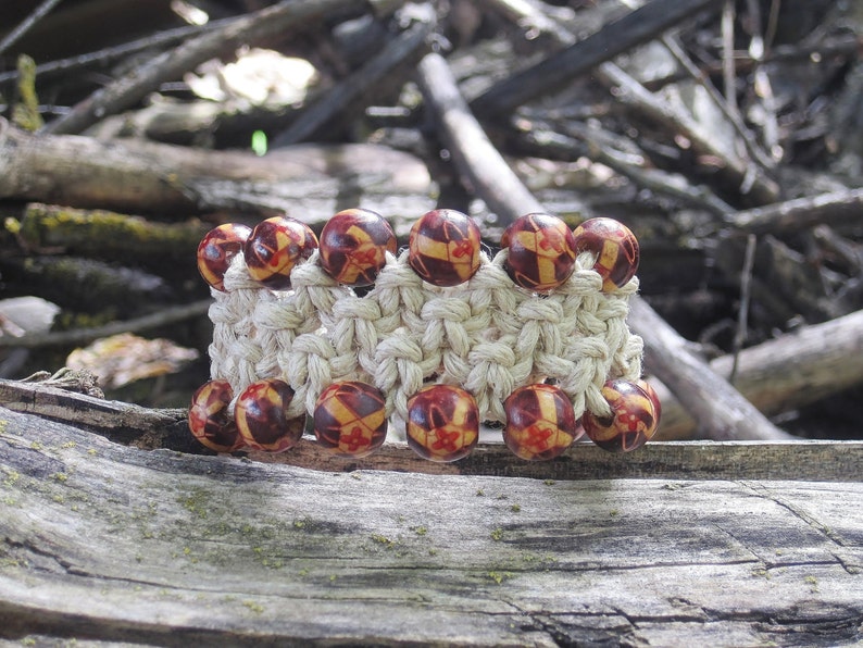 Wood Bead PhattyThick Unisex Natural Hemp Cord Cuff Bracelet