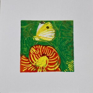 Nasturtium flower & cabbage white butterfly (detail)