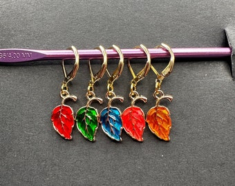 Stitch Markers,  Leaf stitch marker set, knitting stitch markers, crochet stitch markers, crochet and knitting accessories,