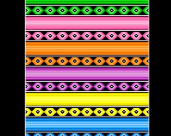Crochet azteca arcoíris, gráfico de crochet suroeste, gráfico de crochet, descarga instantánea, manta de rayas retro