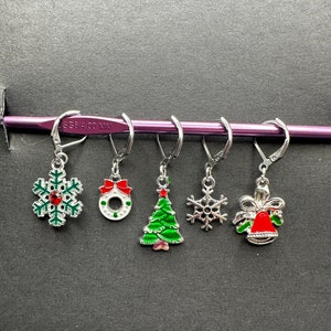 Stitch Markers, Christmas stitch marker set, knitting stitch markers, crochet stitch markers, crochet and knitting accessories, image 1