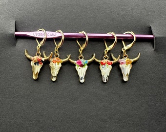 Stitch Markers, bull skull stitch marker, knitting stitch markers, crochet stitch markers, crochet and knitting accessories, stitch counters