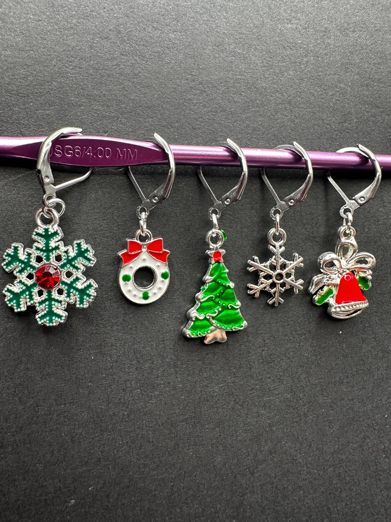 Stitch Markers, Christmas stitch marker set, knitting stitch markers, crochet stitch markers, crochet and knitting accessories, image 6