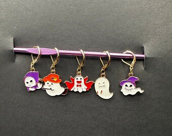 Halloween Ghost stitch markers, knitting stitch markers, crochet stitch markers, crochet and knitting accessories, stitch counters