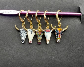 Stitch Markers, bull skull stitch marker, knitting stitch markers, crochet stitch markers, crochet and knitting accessories, stitch counters