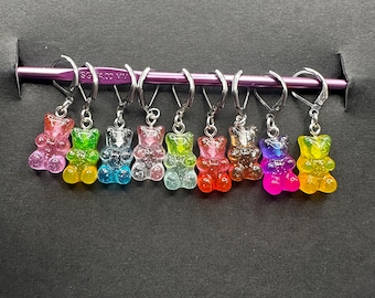 Stitch Markers,  Glitter Bears stitch marker, knitting stitch markers, crochet stitch markers, crochet and knitting accessories,