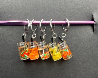Stitch Markers,  Fruit Drinks stitch marker, knitting stitch markers, crochet stitch markers, crochet and knitting accessories,