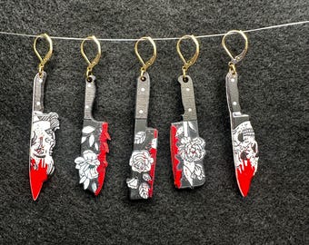Stitch Markers , Halloween stitch marker set, slasher movie stitch markers, horror crochet stitch markers, crochet and knitting accessories,