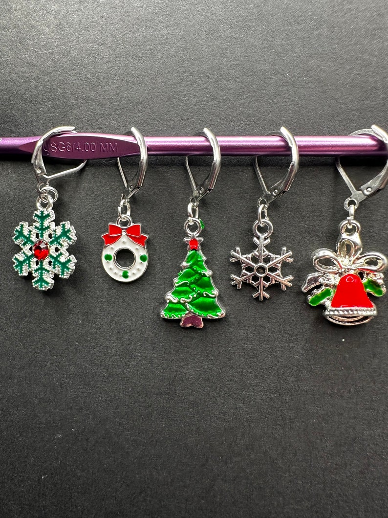 Stitch Markers, Christmas stitch marker set, knitting stitch markers, crochet stitch markers, crochet and knitting accessories, image 3